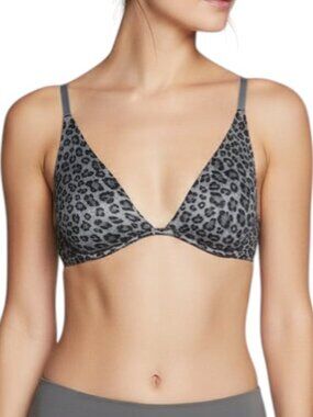 Victoria's Secret Unlined Plunge Bra Black Pearl Leopard, 32DD